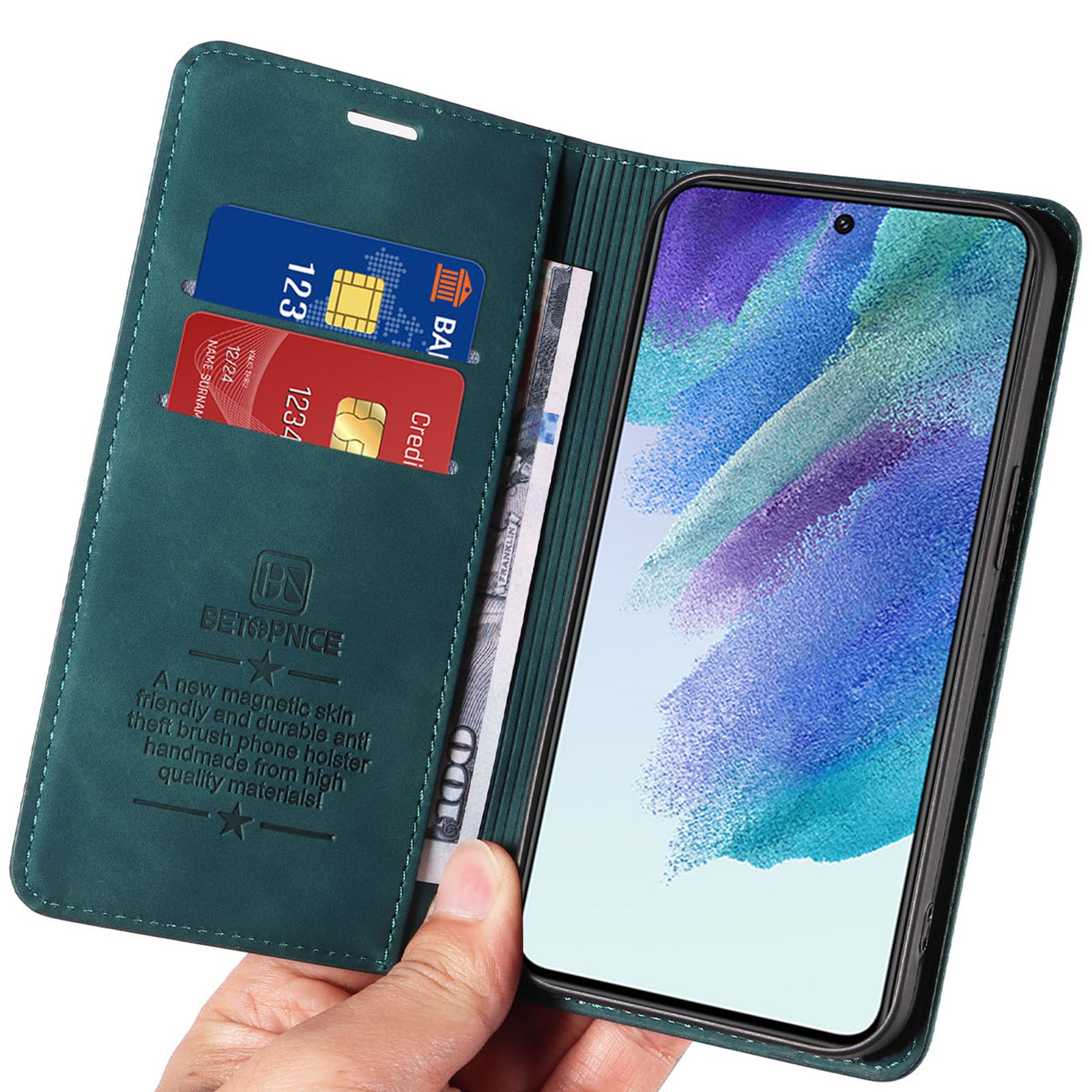 BETOPNICE 003 ochranné pouzdro na telefon Samsung Galaxy S21 5G, kožený kryt na peněženku s blokováním RFID BETOPNICE 003 ochranné pouzdro na telefon Samsung Galaxy S21 5G, kožený kryt na peněženku s blokováním RFID